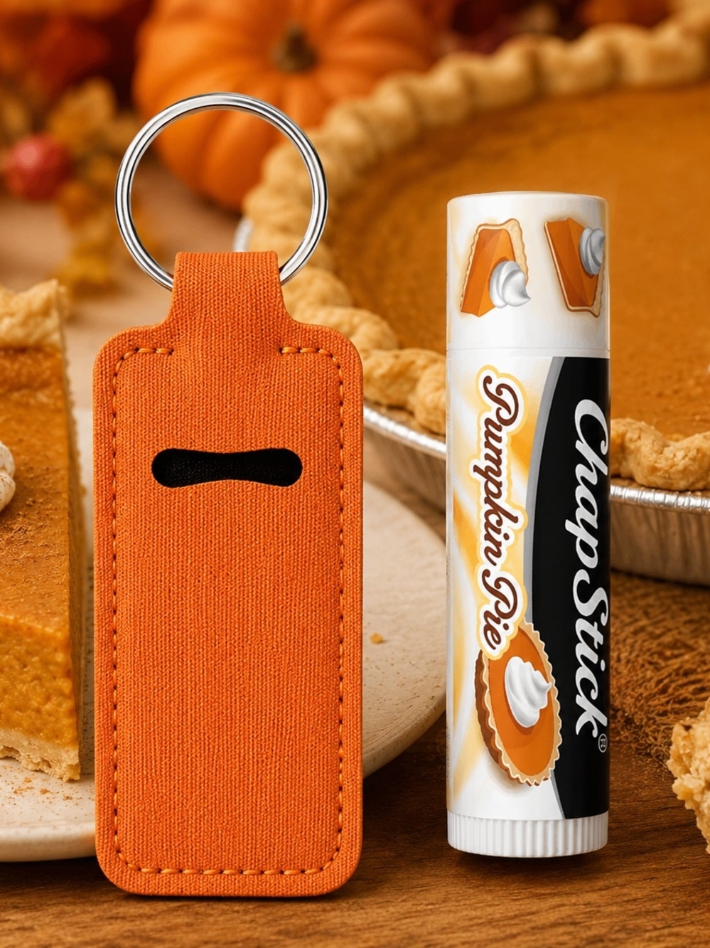 ChapStick Pumpkin Pie & Ramdom Pick Lip Gloss Keychain Holder